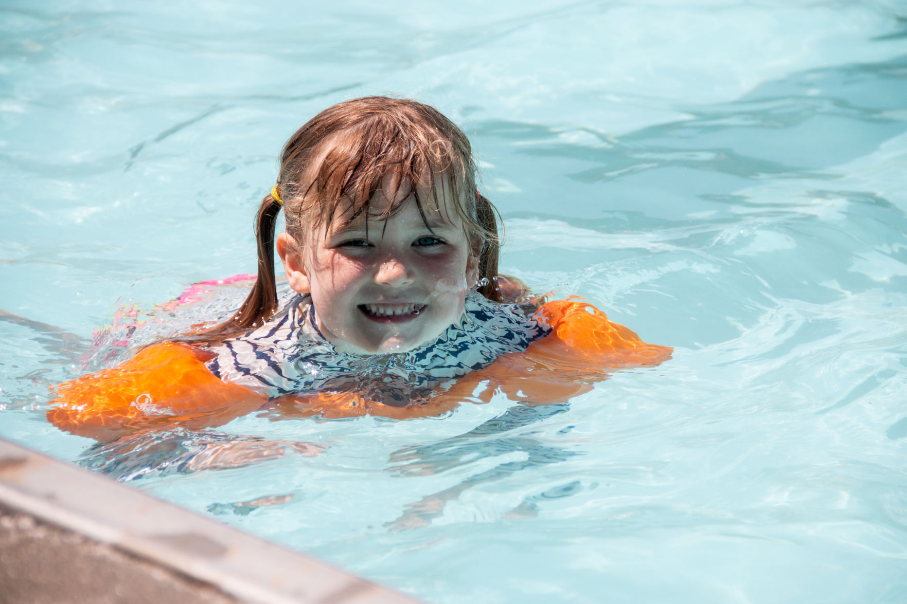 First day of swimming at Harmon Pool